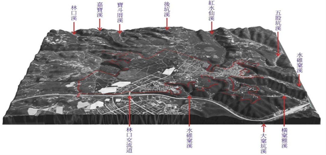 本區林口台地周邊相關水系及位置圖